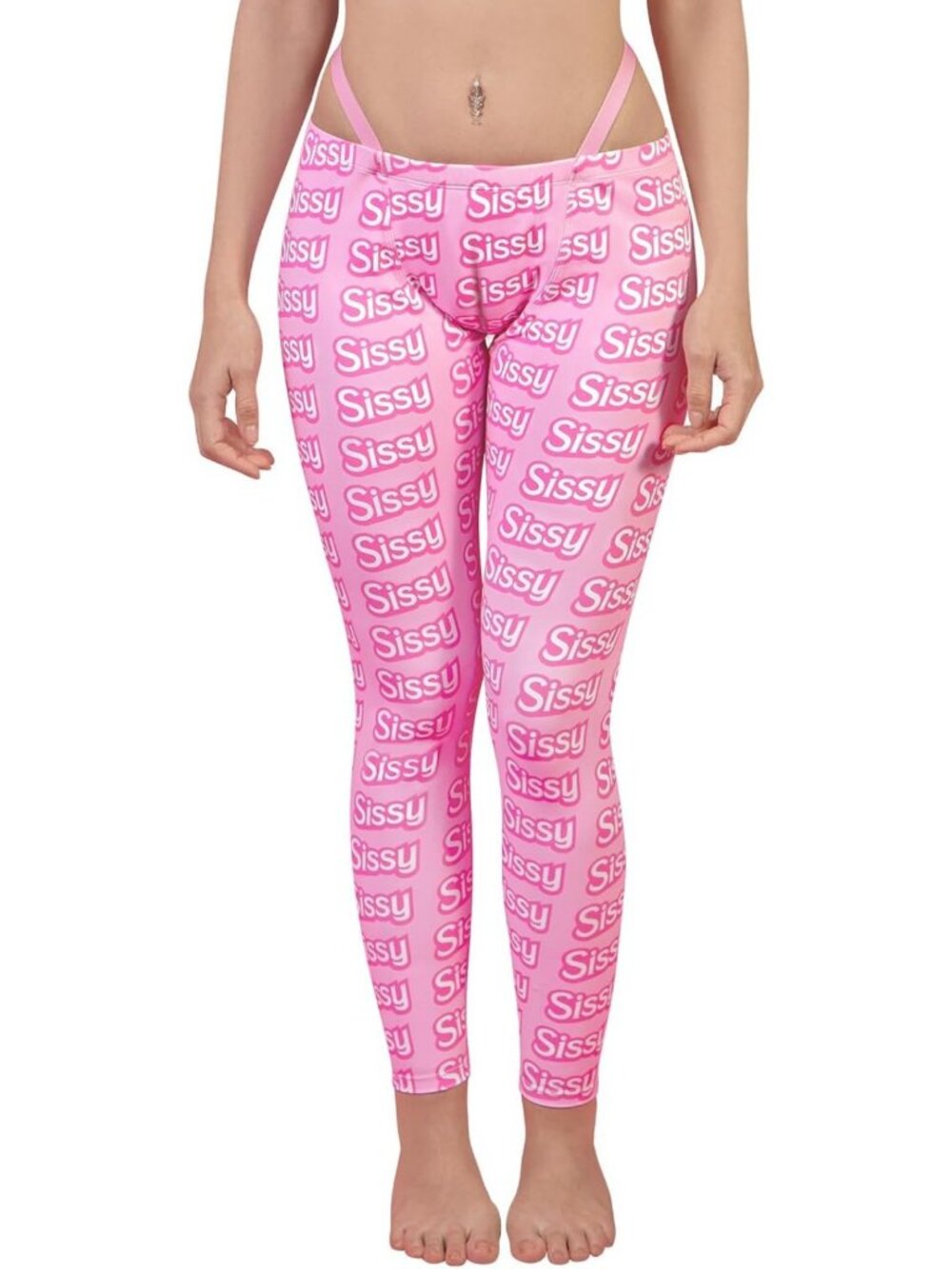 Silky Y2K Unisex Yoga Leggings with Built-in Camel Toe & Thong Strap, All-Over